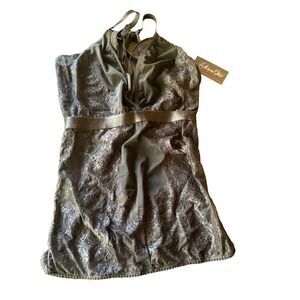 Oh La La Cheri Lace Babydoll Lingerie Plus Size 1X Gray Adjustable Straps With T